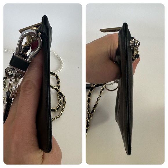 💯 CC Black Leather Cosmetic Pouch On Chain w/ auth card - Picture 7 of 10